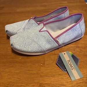 TOMS‎ Alpargata Placid Blue Summer Sparks Casual Flats Shoes Size 7W